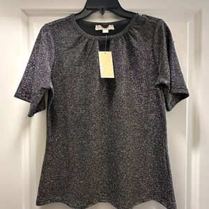 Michael Kors Elegant Black Glitter Top NWT Sz S